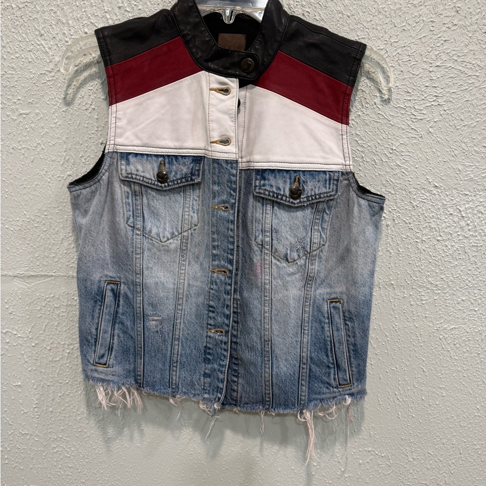 Joe's Jeans Leather Denim Cropped Cutoff Women’s Vest
